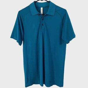 Lululemon Metal Vent Tech Polo Shirt Teal Men's Medium San Jose Sharks Logo